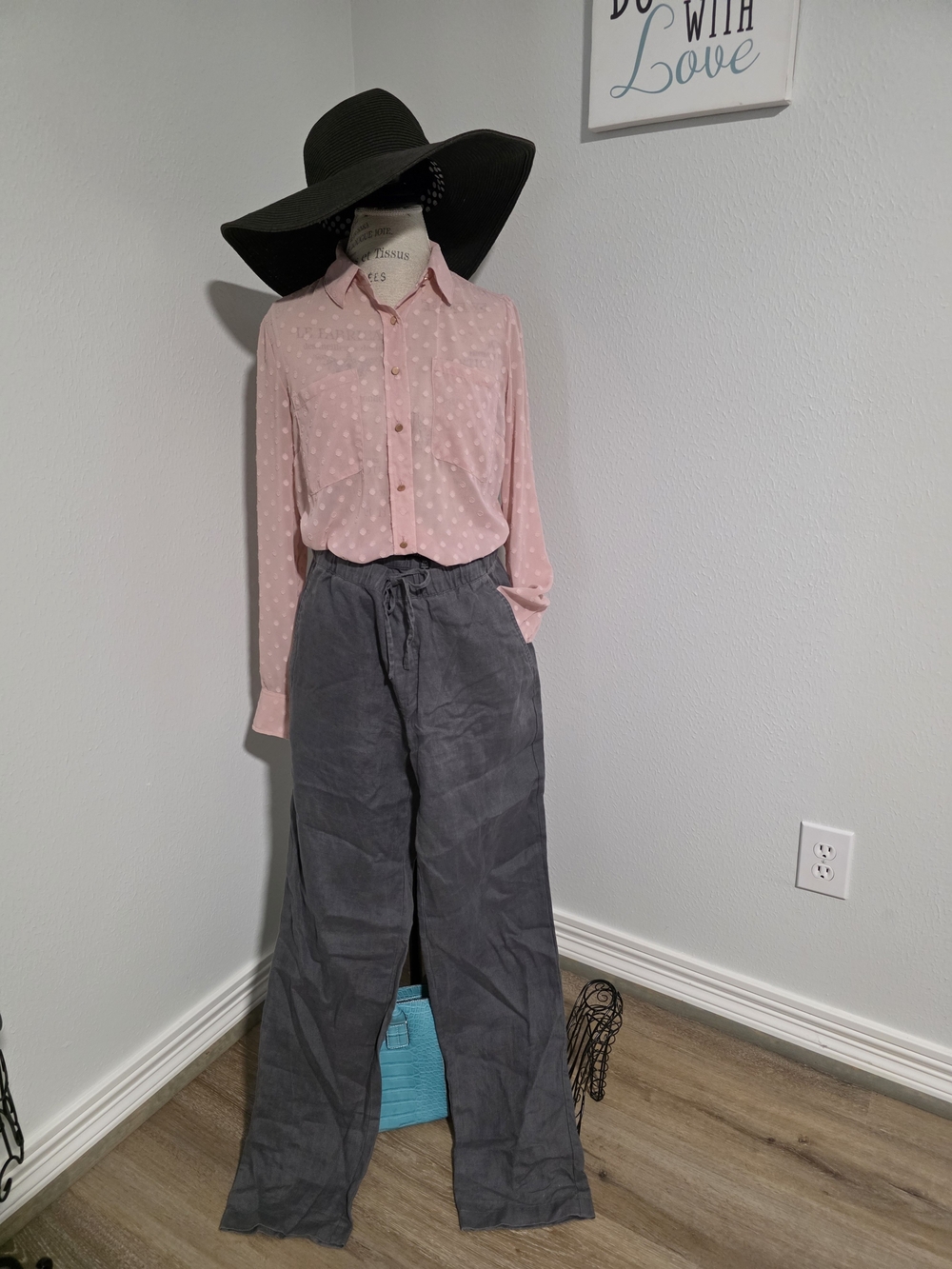 Saks Fifth Avenue Linen Wide-Leg Drawstring Pants in Slate Charcoal